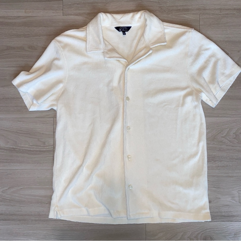 Ben Sherman Cream Terry Short Sleeve Button Down Shirt